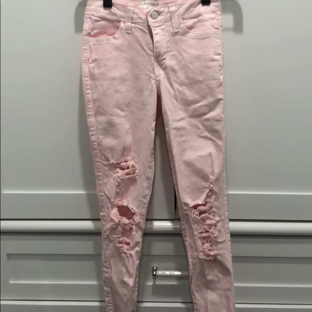 Distressed Pink Jeans
